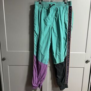 Welcome Skateboard Men Nylon Elastic Waist Athletic Track Pants Multicolor Large